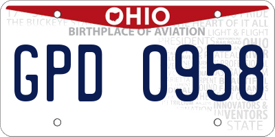 OH license plate GPD0958