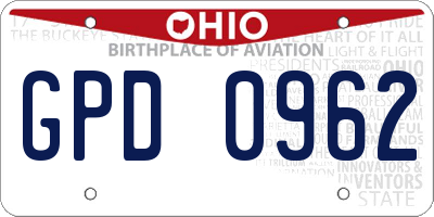 OH license plate GPD0962
