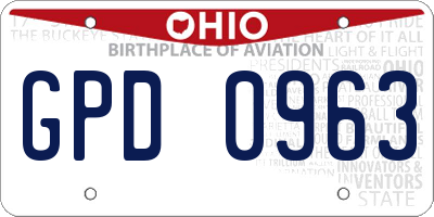 OH license plate GPD0963