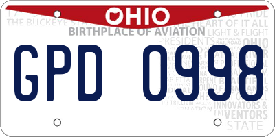 OH license plate GPD0998