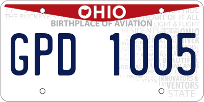 OH license plate GPD1005