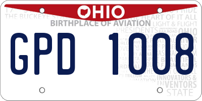 OH license plate GPD1008