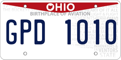 OH license plate GPD1010