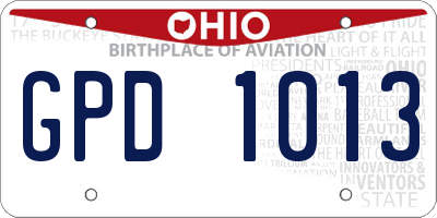 OH license plate GPD1013