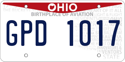 OH license plate GPD1017