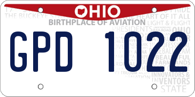 OH license plate GPD1022