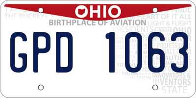 OH license plate GPD1063