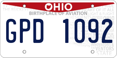 OH license plate GPD1092