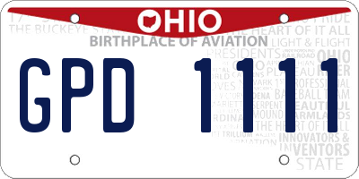 OH license plate GPD1111