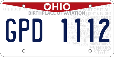 OH license plate GPD1112