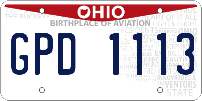OH license plate GPD1113