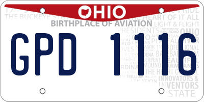 OH license plate GPD1116