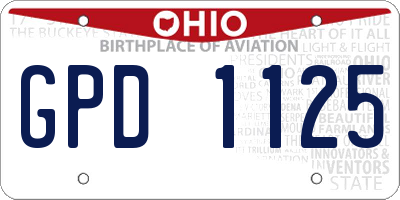 OH license plate GPD1125