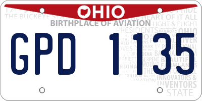 OH license plate GPD1135
