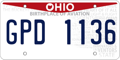 OH license plate GPD1136