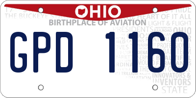 OH license plate GPD1160