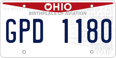 OH license plate GPD1180