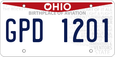 OH license plate GPD1201