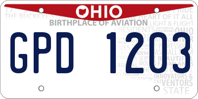 OH license plate GPD1203