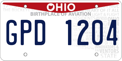 OH license plate GPD1204