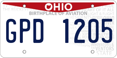 OH license plate GPD1205
