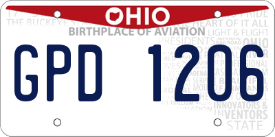 OH license plate GPD1206