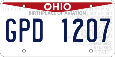OH license plate GPD1207
