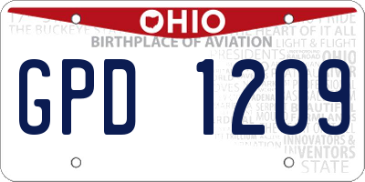 OH license plate GPD1209