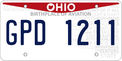 OH license plate GPD1211