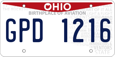 OH license plate GPD1216