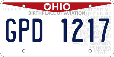 OH license plate GPD1217