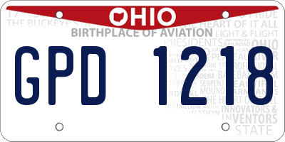 OH license plate GPD1218