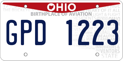 OH license plate GPD1223
