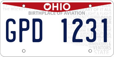 OH license plate GPD1231