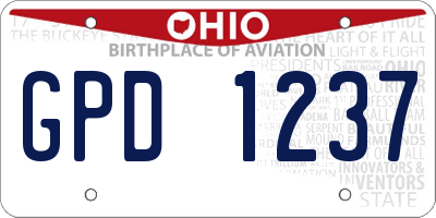 OH license plate GPD1237