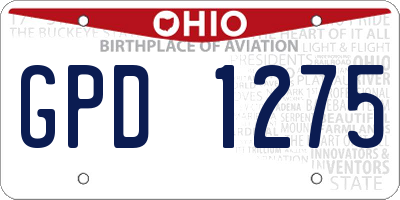OH license plate GPD1275