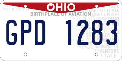 OH license plate GPD1283