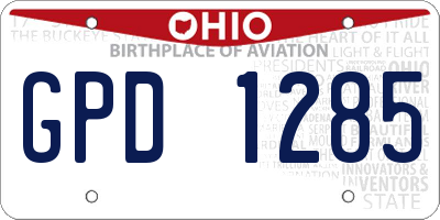 OH license plate GPD1285