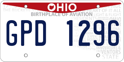 OH license plate GPD1296