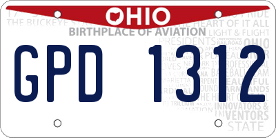 OH license plate GPD1312