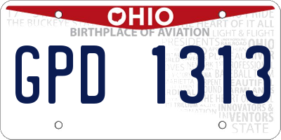 OH license plate GPD1313