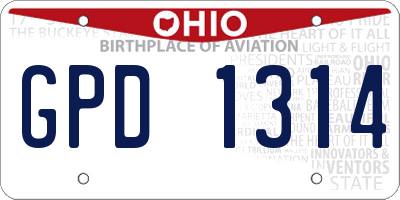 OH license plate GPD1314