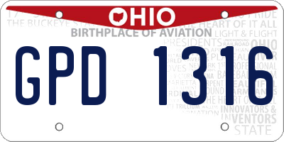 OH license plate GPD1316