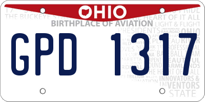 OH license plate GPD1317
