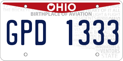 OH license plate GPD1333
