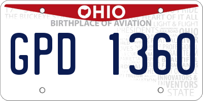 OH license plate GPD1360