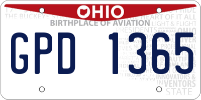 OH license plate GPD1365
