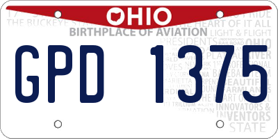 OH license plate GPD1375