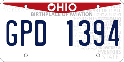 OH license plate GPD1394
