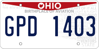 OH license plate GPD1403